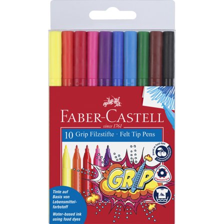 Faber-Castell Feutres de coloriage Grip lot de 10 (3 ans+)