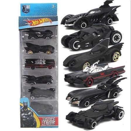 Sæt med 6 Batmobile legetøjsbiler i metal, nul, ingen