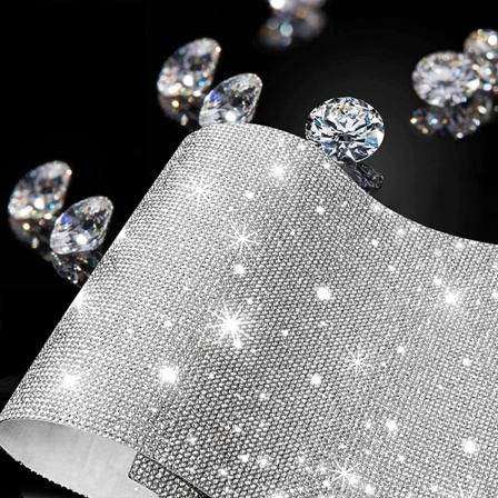 Bling Krystal Rhinestone Stickers DIY Selvklæbende Funklende Rhinestone Ark til Bil Dekoration Sølv, 9.4" x 7.9"""