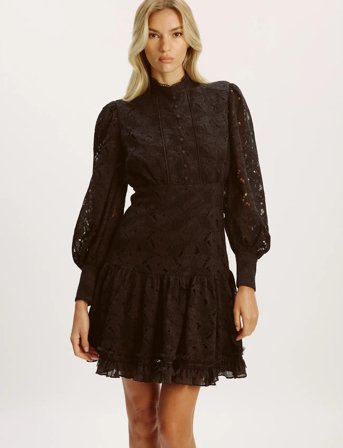 Bardot Olessia Lace Mini Dress - Black - 38