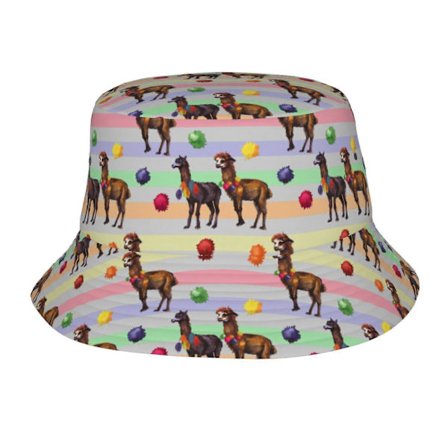 Farverig Stribet Alpaca Hat Bucket Fisherman Bucket Hatte Casual Pakkelig Sol Strand Sommer Kasket Til Mænd Kvinder RQV