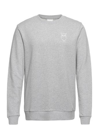 Elm Small Print Owl Sweat - Gots/Ve Sweatshirt Trøje Grå Knowledge Cotton Apparel