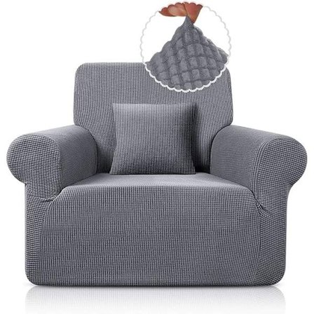 1 st Jacquard Stretch Cover Stretch Cover Soffa Cover Dekorativt skydd (ljusgrå, 1 sits)