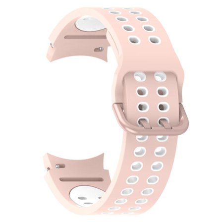 Tvåfärgat klockarmband i silikon för Samsung Galaxy Watch 4 - Rosa / Vit