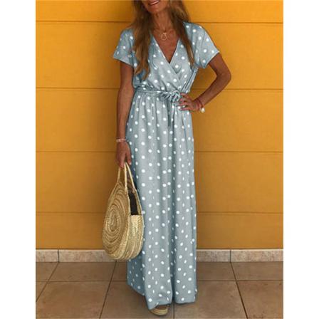 Klänning Dam Summer Spot Style Sexig V-neck Wave Point Bohemian C