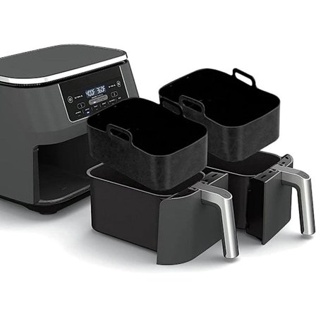 2 kpl Uudelleenkäytettävä silikoninen air fryer -astia, yhteensopiva DZ201 Foodi 8QT air fryer -lisätarvikkeiden kanssa