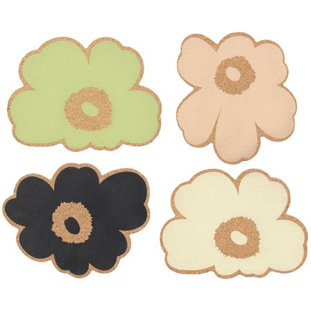 Marimekko Unikko glasunderlägg 12 cm 4 pack, kork | Dukning & Servering > Brickor & Underlägg > Glasunderlägg | Bagaren och Kocken