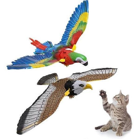 2 kpl Lentävä lintu kissan lelu Simulaatio Lintu Interaktiivinen kissan lelu Elektroninen ääni Lintu lelut Sähköinen