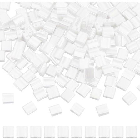 1 Æske 240 stk. Fliseperler Tila Perler Bulk 5x5mm Uigennemsigtig Hvid 2 Hul Perler Fuld Størrelse Rektangel Firkantet Tila To Hul Perler Japanske 