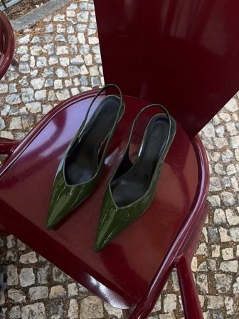 Lovisa Wallin x NA-KD Glossy Slingback Pumps - Højhælede sko - Grøn - EU 36