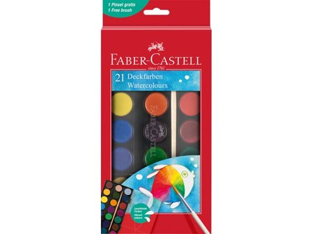 FABER-CASTELL Vattenfärg 21 färger inkl pensel - Lyreco - Skola och förskola - Målarfärg och tillbehör - Färgblock