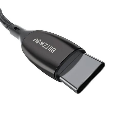USB-C USB-C-kaapeli BlitzWolf BW-TC23, näytöllä, 100W, 1,8m (musta)