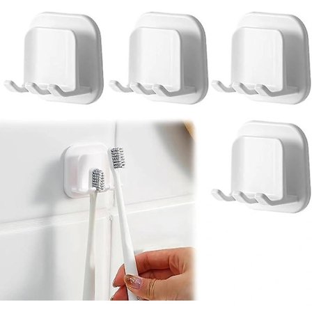 4 stk Veggfeste Selvklebende Tannbørsteholder, Tannbørstehylle, veggmontert portabel, slagfri, bad Elektrisk tannbørste klebrig hylle