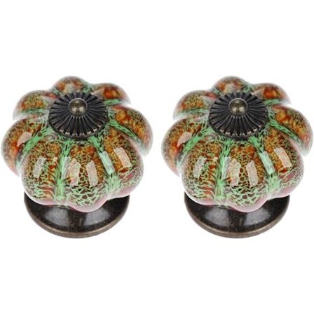 Antik knopp i keramik i form av pumpa för skåp och lådor