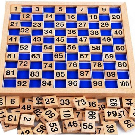 Sipobuy Puinen lelu Sata taulu Montessori Matematiikka 1-100 Peräkkäiset numerot Puu KLB