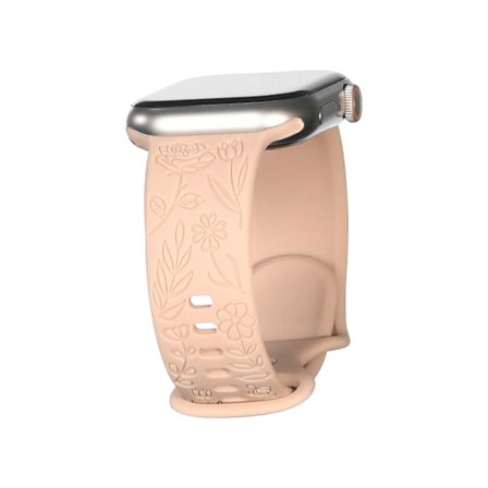 Kompatibel med iwatchS9 876SE Apple Watch armband präglat liten ros silikon Rose - sandrosa