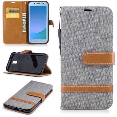Samsung Galaxy J5 (2017) moderni farkkukangaskotelo - Harmaa Silver grey