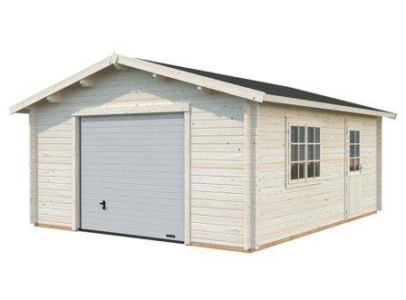 Palmako Roger Garage 24,8 m²/inv. 23,9 m², med port, obehandlad, Stugor & förråd