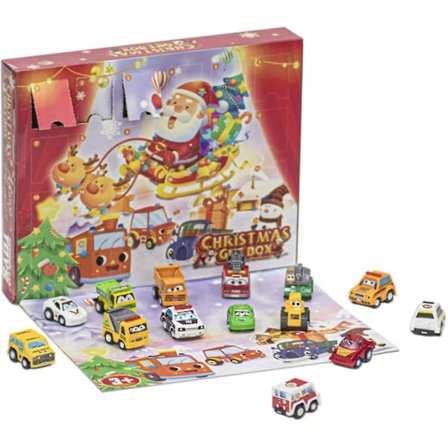 24kpl Autoja/Eläimiä Sokkolaatikko Lasten Joulunlaskenta Leikki Rakennuspalikat Pojille Tytöille