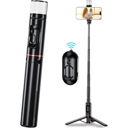 Selfie Stick Stativ med Avtagbar Trådlös Fjärrkontroll, ESSAGER 30" Portabelt Vikbart Mini Selfie Stick & Telefon Stativ Kompatibelt med i