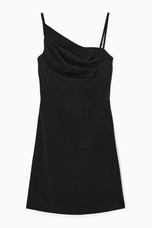 COS Women's Asymmetric Draped Mini Dress in Black