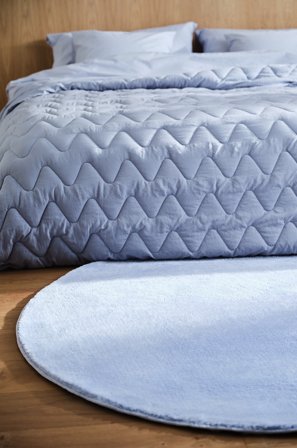 Jotex - Rund Luggteppe Polyester/Polyester Blå CORAL - Kjøp Lugg- & ryetepper hos Jotex