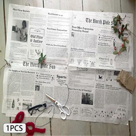 Avis Julegavepapir Vintage Engelsk Gavepapir til Julegave fra Julenissen