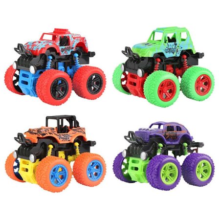 Monster Trucks 4-pack Friktionsdrivna Push and Go Bilar Leksak 360° KLB