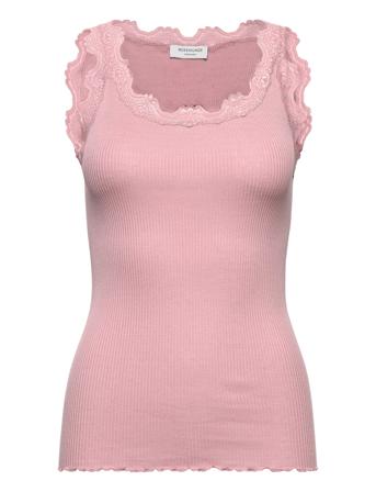 Silk Top W/ Lace T-shirts & Tops Sleeveless Rosa Rosemunde*Betinget Tilbud