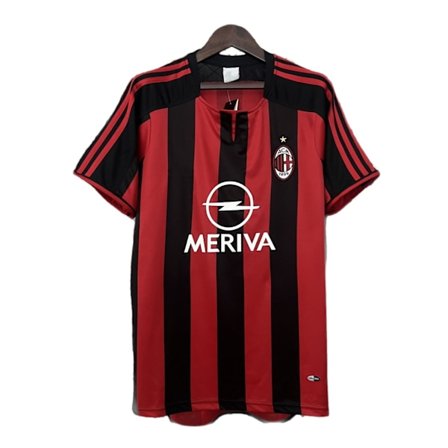 03-04 A.C. Milan Klassisk Vintage Rød Sort Fodbold T-shirt S-2XL