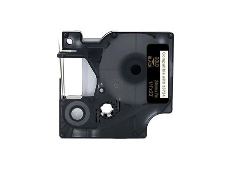 Tape 24mm Guld på Svart - Lyreco - Kontorsmaskiner - Märkmaskiner och tape - Tape - Dymo D1