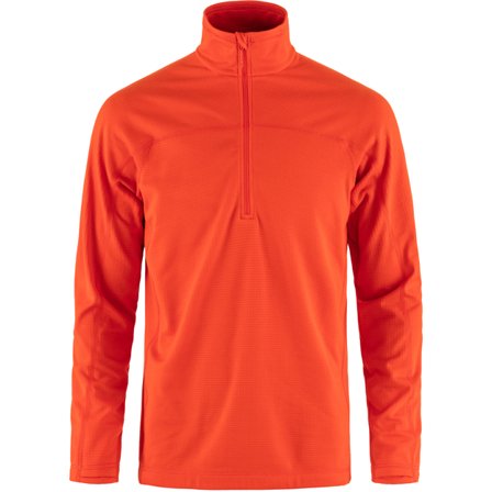 Fjällräven Herr's Abisko Lite Fleece Half Zip in Flame Orange | Size: Medium, Polyester