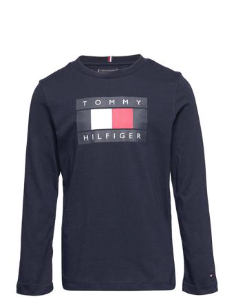 Global Stripe Flag Tee L/S T-shirts Long-sleeved T-shirts Blå Tommy Hilfiger