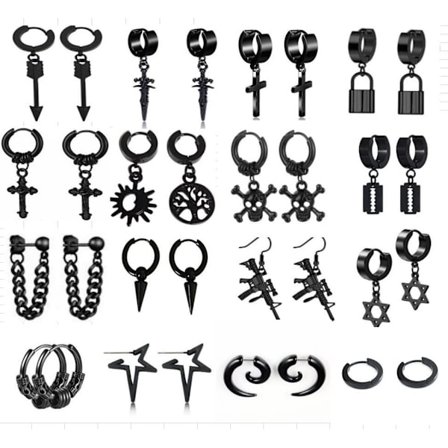 16 par mixade punkörhängen för män och kvinnor Hip hop person
