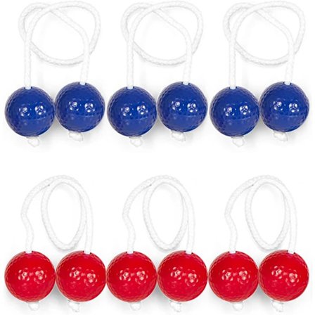 Sæt med 6 officielle bolas | 3 blå, 3 røde | Færdighedsspil for børn og voksne | Kastespil | Udendørs legetøj | Golfbolde |