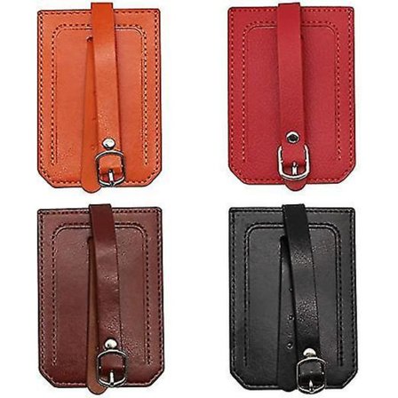 4-pack Läder Bagagetaggar Sekretessöverdrag Namn ID Etiketter