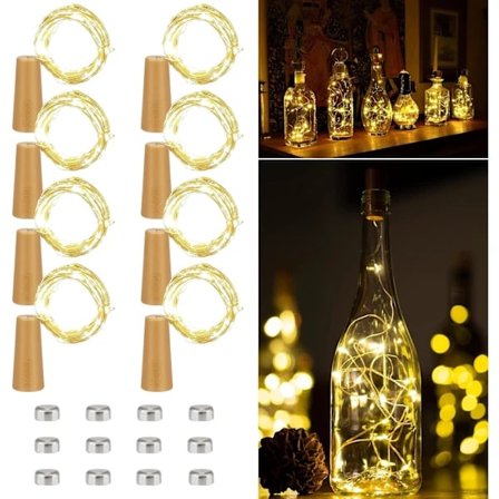 LED-pulloproppu 8 kpl 20 LED-korkkivaloa