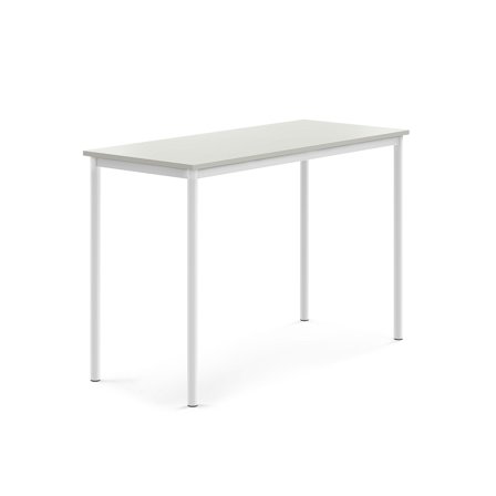 Tisch SONITUS, 1400x600x900 mm, Hochdrucklaminat grau, weiß