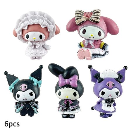 5 stk/sett Sanrio Kuromi My Melody Anime Action Figures, PVC Model Figure Collection, Kakepynt Dekorasjon Barn Jenter Gaver