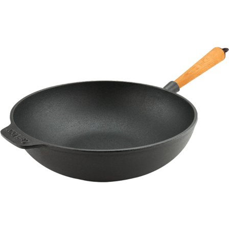 Carl victor Gjutjärnswok 30 cm, handtag i bokträ | Matlagning > Kokkärl & Stekpannor > Wok | Bagaren och Kocken