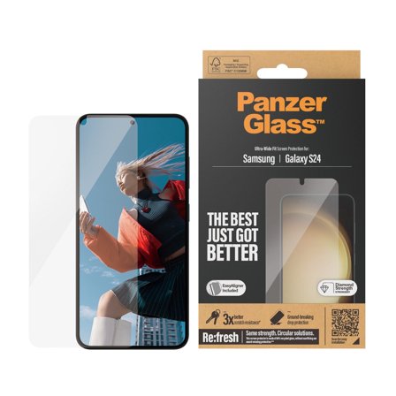 Panzer Samsung Galaxy S24 | Ultra-Wide Fit w. EasyAligner Screen Protector PanzerGlass - High quality tempered glass screen protector