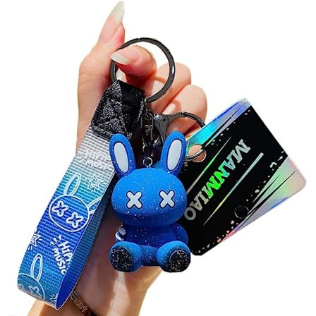 Miesten naisten pojan tytön söpö avaimenperä värillinen kani luova kudottu köysi hartsi eläinriipus metallilahja pariskunnan auton avaimenperä