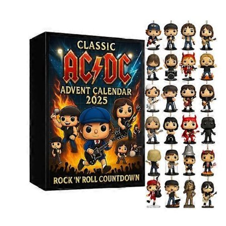 Klassisk AC/DC Adventskalender Blindboks, Juletre Akryl Anheng, Musikk Tema Samleobjekt Ornament
