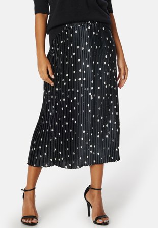 VERO MODA Megga Christas High Waist Pleat Skirt Black AOP:SMALL WHIT Vaatteet
