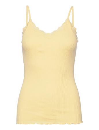Organic Strap Top W/Lace Top Ærmeløs Top Gul Rosemunde