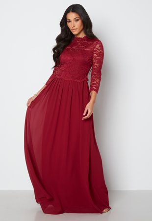 Bubbleroom Occasion Jolie Lace Gown Wine-red Klær