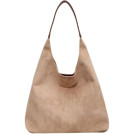 Dame halvmåne taske ruskind håndtaske afslappet rejse skuldertaske, egnet til pendling, gadebrug, ferie (Off-White)