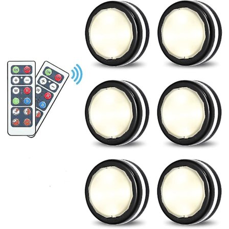 Led Puck Lights Trådlös Under Skåpbelysning Färgförändrande Rgb Garderobslampor Med Fjärrkontroll Batteridriven (6-pack)