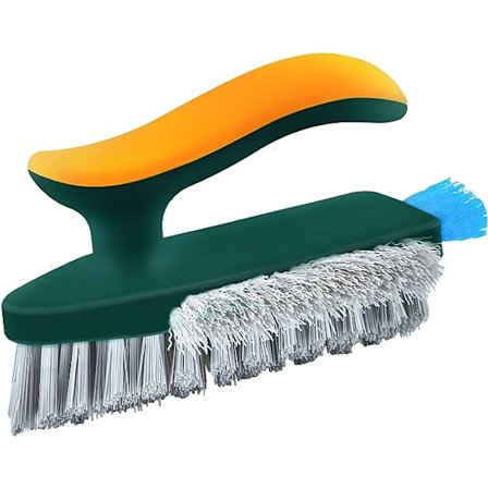 Gulvskrubbørste 4 i 1 flis skrubbørste kort håndtak, V-form stive bust grout rengjøringsbørste hjørnesprekk skrubbørste verktøy, gulvskrubbørste