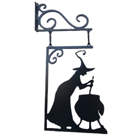 Heks Silhouette Statue Have Hjørneskilt 40X23CMSORT HEKS